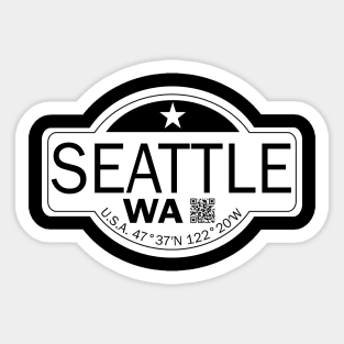 New Vintage Travel Location Qr Seattle WA Sticker